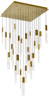 CWI Lighting Integrated LED 28'' Modern Chandelier with Textured Handmade Glass for Living Room Dining Room