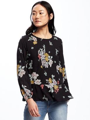Old Navy Floral Pintuck Swing Blouse for Women