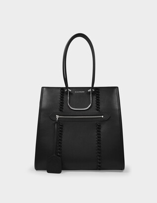 Alexander McQueen The Tall Story Tote Bag in Black Smooth Leather