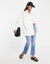 Thumbnail for your product : Selected oversized longline shirt in white