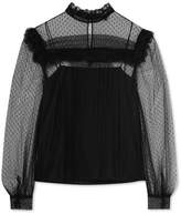 Thumbnail for your product : Miu Miu Ruffled Point D'esprit Tulle Blouse - Black