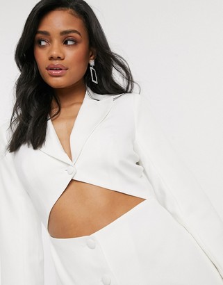 4th & Reckless cut out waist blazer dress in white