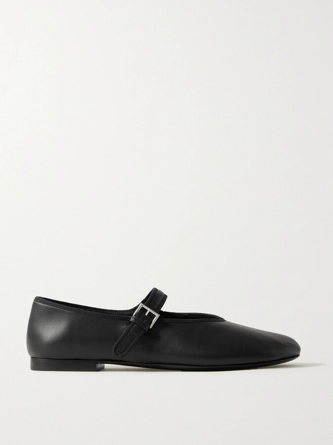 The Row Boheme Leather Mary Jane Ballet Flats - Black
