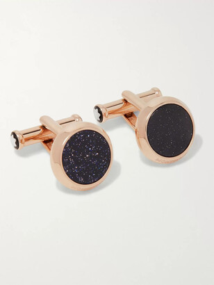 Montblanc Meisterstuck Pvd-Coated Rose Gold-Tone And Blue Goldstone Cufflinks