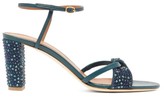 Thumbnail for your product : Malone Souliers Tara Crystal-embellished Leather Sandals - Dark Green