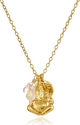 Satya Jewelry Cherry Quartz and Rose Quartz Ganesha and Satya Lotus womens Pendant Necklace (24-Inch)
