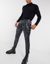 Thumbnail for your product : ASOS DESIGN super skinny velvet smart trouser in black and navy