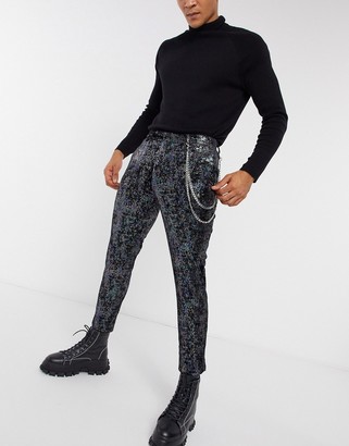 ASOS DESIGN super skinny velvet smart trouser in black and navy