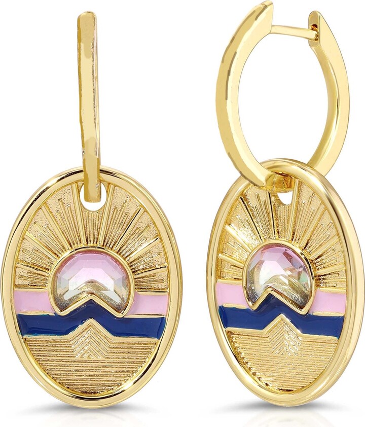 Glamrocks Jewelry Tequila Sunrise Charm Hoop Earrings- Twilight