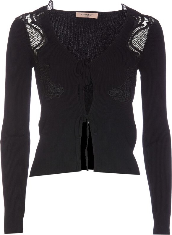 Twin-Set TWINSET Lace Self-Tied Cardigan