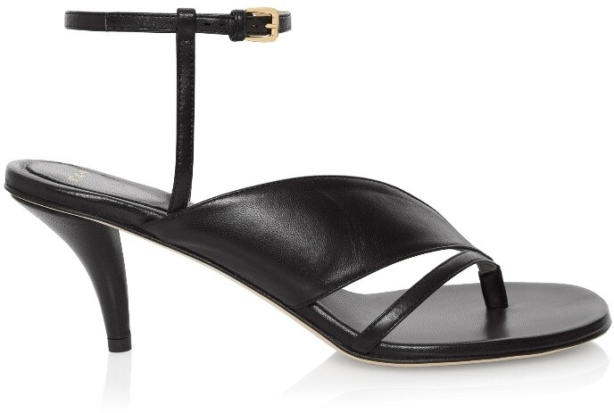 black leather high heel sandals