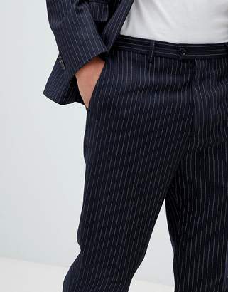 ASOS Design DESIGN tapered suit pants in navy wool blend pinstripe