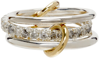 Spinelli Kilcollin Silver Diamond Petunia Three-Link Ring