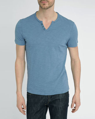 Harris Wilson Stormy-Grey Button Neck Cotton-Jersey T-Shirt