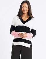 Thumbnail for your product : Marks and Spencer Cotton Blend Colour Block V-Neck Jumper