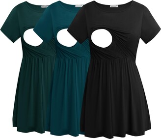Short Dress PARNIXS Women's Summer Nursing Dress Short Sleeve