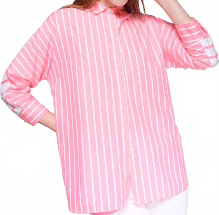 Vilagallo Louisa Neon Shirt In Pink/white