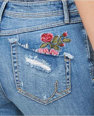 INC International Concepts Cropped Embroidered Patchwork Jeans, Created for Macy's