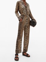 Thumbnail for your product : Ganni Leopard-print Silk-blend Trousers - Leopard