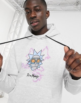 Bershka 'Rick and Morty' back print hoodie in gray heather - ShopStyle