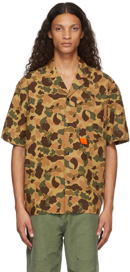 Radical Men's Military Camo Pullover Hoodie Bowling Shirt Orange 