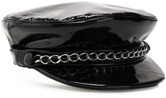Eugenia Kim Chain-trimmed Patent-leather Cap
