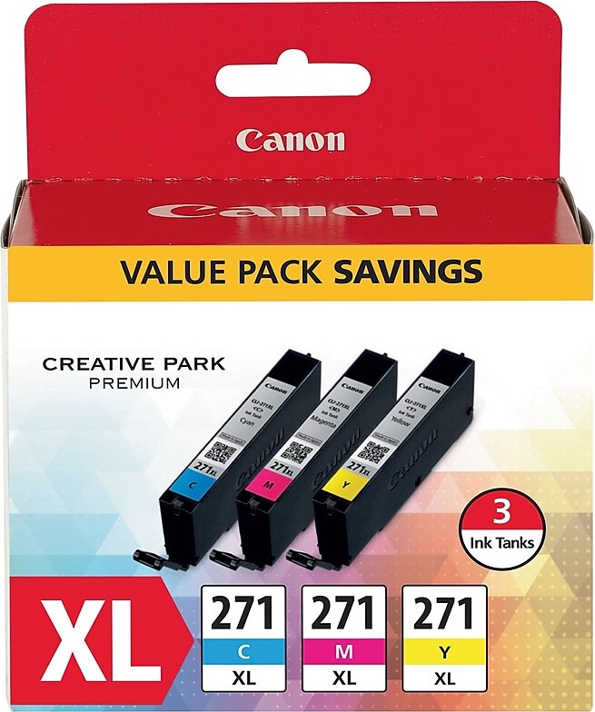 Canon 271 Cyan/Magenta/Yellow Ink Cartridge, 3/Pack (0337C005)