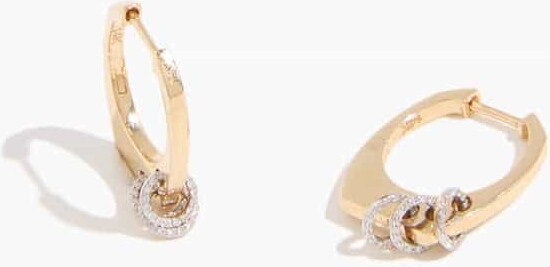 3 Ring Diamond Hoops in 14k Yellow Gold