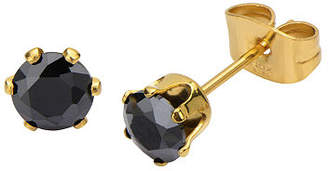 Fine Jewelry Black Cubic Zirconia 5mm Stainless Steel and IP Stud Earrings
