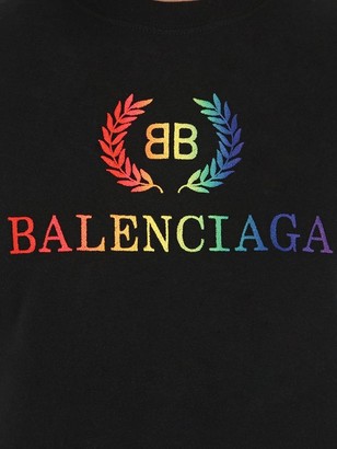 Balenciaga Rainbow Logo Slim Cotton Jersey T-shirt