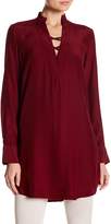 Thumbnail for your product : David Lerner Lattice Split Neck Silk Shirt Dress