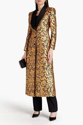 Dolce & Gabbana Satin-paneled metallic brocade coat