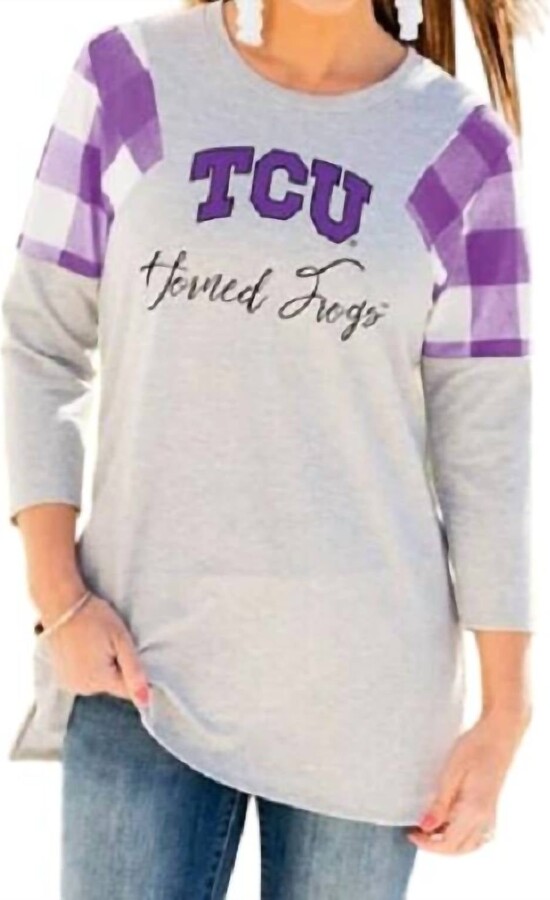 Gameday Couture Tcu Get In Check Tunic In Grey/purple