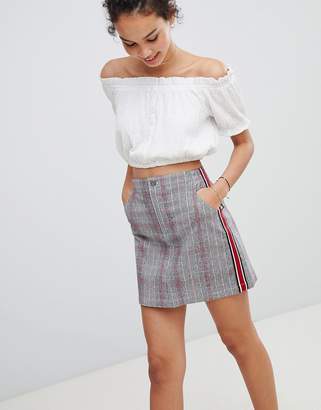 Hollister prince of wales checked mini skirt with side stripe