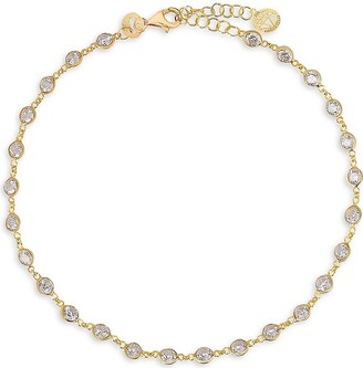 GABIRIELLE JEWELRY Grand Entrance 14K Yellow Gold Vermeil & Crystal Bevel Anklet