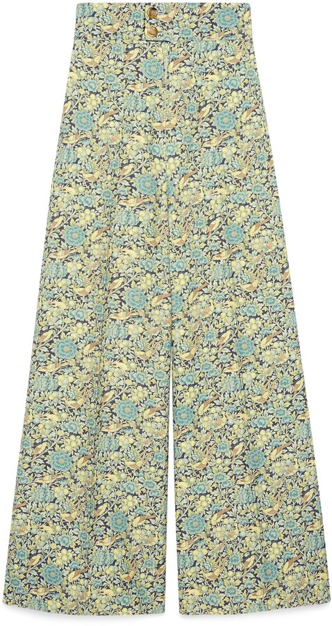 Gucci Liberty floral wool wide pant - ShopStyle