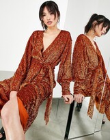 Thumbnail for your product : ASOS EDITION ASOS EDITION sequin wrap midi dress