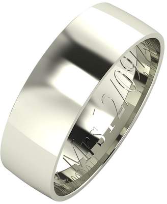 Love GOLD Personalised 9 Carat White Gold Court Wedding Band 6 mm