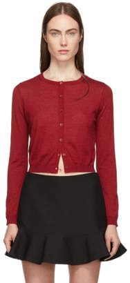 RED Valentino Red Cashmere and Silk Cropped Cardigan
