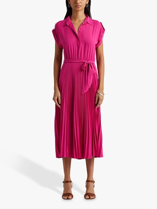 Ralph Lauren Ralph Algis Cap Sleeve Pleated Midi Dress, Pink