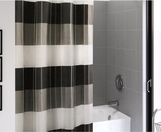 Fancy Bath Outlet Premium Micro Fiber Black Striped Fairfax Shower Curtain 72 X Style