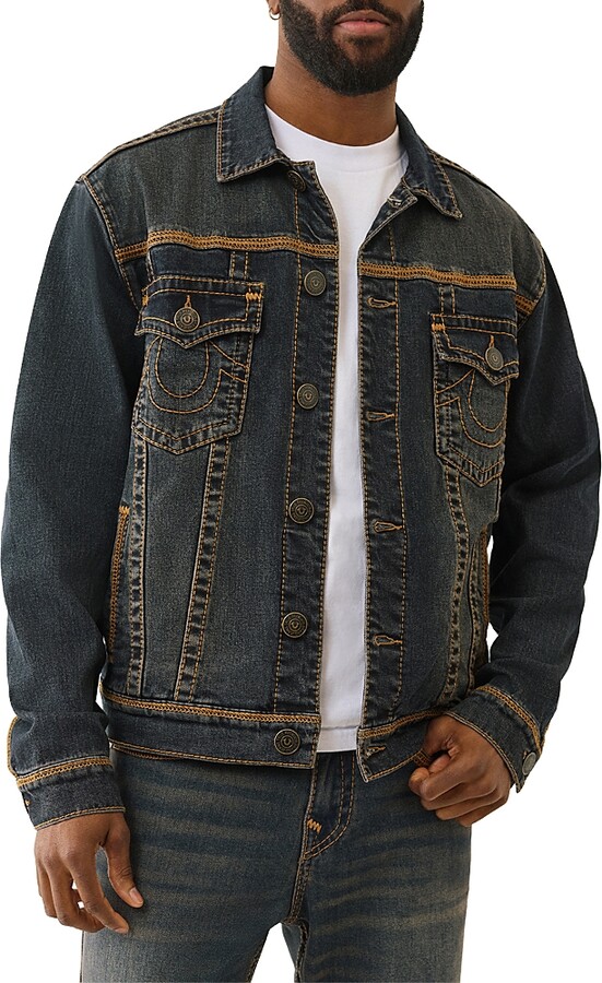 True Religion Super Flatlock Trucker Denim Jacket