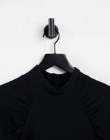 Thumbnail for your product : Gestuz Gestuz Rifa ruched sleeve high neck top in black