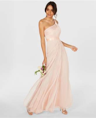 Adrianna Papell One-Shoulder Tiered Chiffon Gown