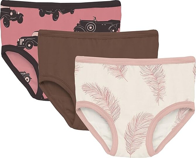 Kickee Pants Kids Print Underwear Set 3-Pack (Big Kids) (Desert Rose  Vintage Cars/Cocoa/Natural Feathers) Girl's Underwear - ShopStyle