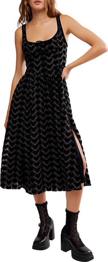 Free People Freya Burnout Velvet Midi Dress