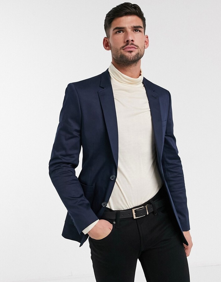 blu martini Men's Casual Suit Blazer with Entire Back Design 