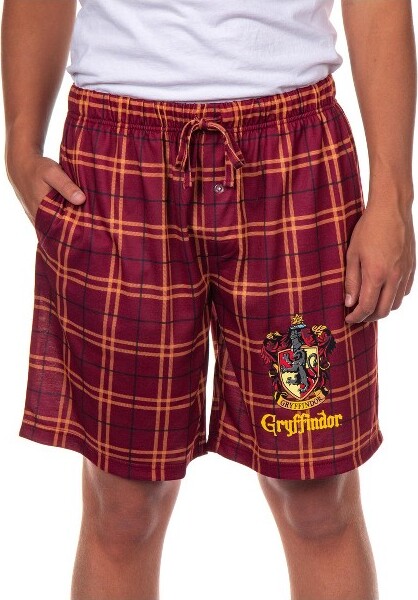 Intimo IntimoHarryPotterPajamasMensGryffindorHouseCrestPlaidPJLoungeShorts(Gryffindor,S)Red