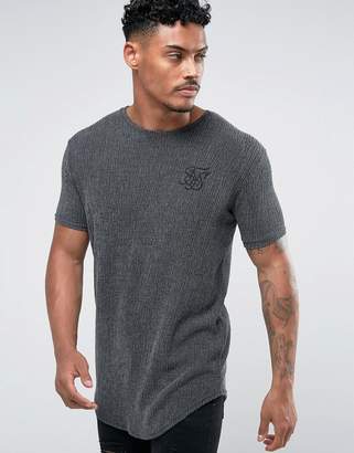 SikSilk Textured Muscle T-Shirt In Grey