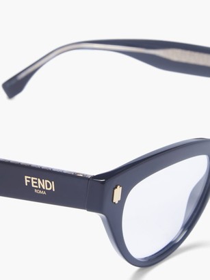 Fendi Ff Logo-engraved Cat-eye Acetate Glasses - Black